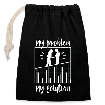 Statisticien Mon problème Ma solution Pictogramme Maman - Sac cadeau en coton avec cordon (14 x 20 cm) - noir - Devant