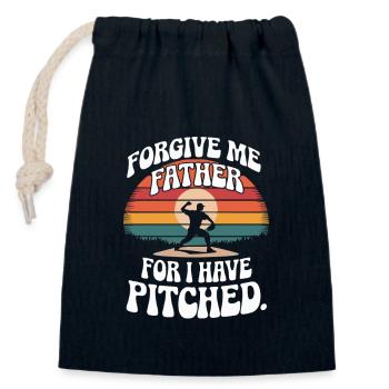 Pardonne-moi Père Baseball Pitcher Flame Design - Sac cadeau en coton avec cordon (14 x 20 cm) - bleu marine - Devant