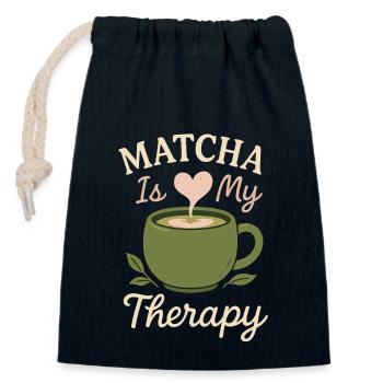 Matcha Aesthetic Latte Soft Girl Thé sur Café - Sac cadeau en coton avec cordon (14 x 20 cm) - bleu marine - Devant