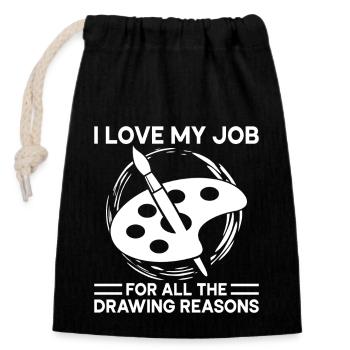 Funny Art Painter I Love My Job Drawing - Verschließbarer Geschenkbeutel aus Baumwolle (14x20cm) - Schwarz - Vorne