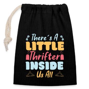 Thrift Shopper Little Thrifter Inside Us All - Closable cotton gift bag (14x20cm) - black - Front