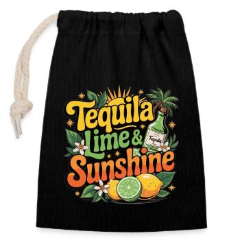 Été, soleil, tequila - Sac cadeau en coton avec cordon (14 x 20 cm) - noir - Devant