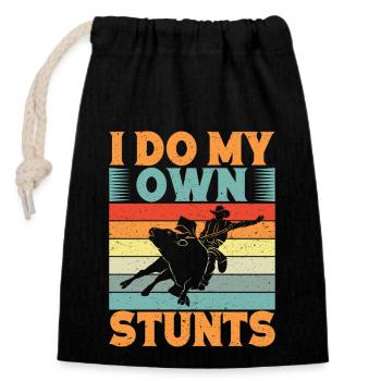 Western Rider I Do My Own Stunts Cowboy Rodeo - Closable cotton gift bag (14x20cm) - black - Front