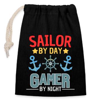 Segel Gamer Design für Zockerfans - Verschließbarer Geschenkbeutel aus Baumwolle (14x20cm) - Schwarz - Vorne