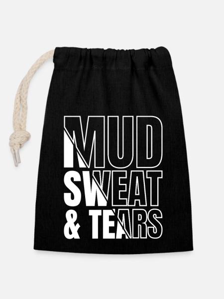 Track Athletics Mud Sweat & Tears Track And Field - Closable cotton gift bag (14x20cm) - black