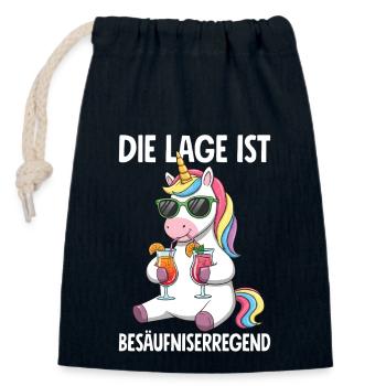 The location is drunken, with unicorn - Closable cotton gift bag (14x20cm) - navy - Front