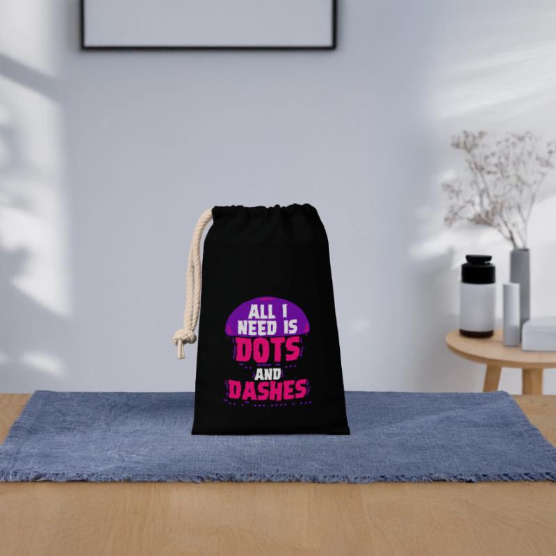 Morsecode Morse Code Points et tirets Sac cadeau en coton avec cordon (14 x 20 cm)