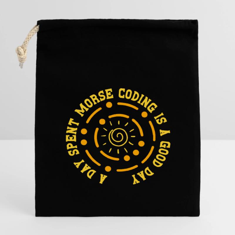Morsecode Code Morse Une journée passée à coder Morse Sac cadeau en coton avec cordon (14 x 20 cm)
