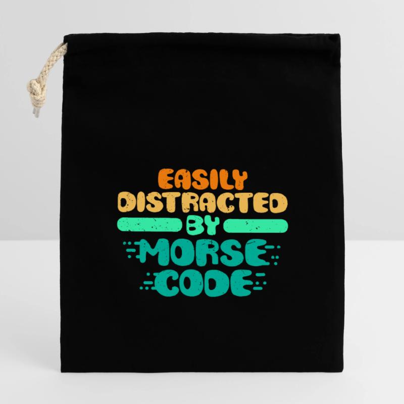 Le code Morse facilement distrait par le code Morse Sac cadeau en coton avec cordon (14 x 20 cm)