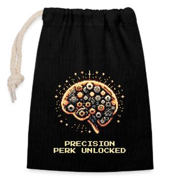 L’avantage Précision débloque le point de compétence Mécanique de précision - Sac cadeau en coton avec cordon (14 x 20 cm) - noir - Devant