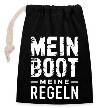 Mein Boot Meine Regeln - Verschließbarer Geschenkbeutel aus Baumwolle (14x20cm) - Schwarz - Vorne