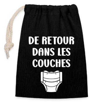 Couches - Sac cadeau en coton avec cordon (14 x 20 cm) - noir - Devant