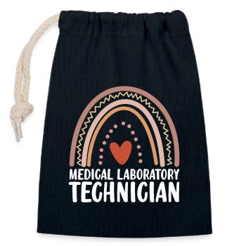 Technicien de laboratoire médical Boho Arc-en-ciel Drôle - Sac cadeau en coton avec cordon (14 x 20 cm) - bleu marine - Devant