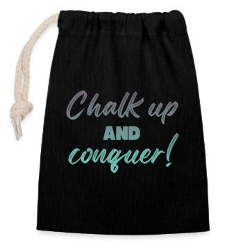 Boulderer Chalk Up Und Conquer Bouldering - Verschließbarer Geschenkbeutel aus Baumwolle (14x20cm) - Schwarz - Vorne