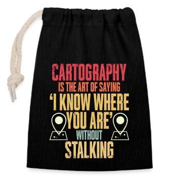 Geographic Information Systems Cartography - Closable cotton gift bag (14x20cm) - black - Front