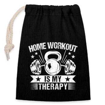 Gym Junkies Workout Is My Therapy Calisthenics - Closable cotton gift bag (14x20cm) - black - Front