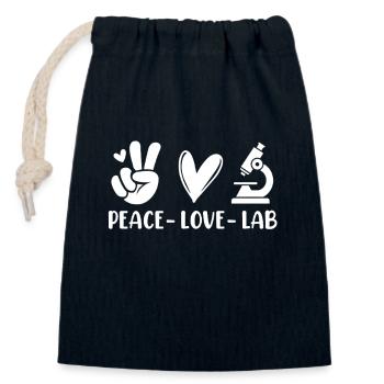 Peace Love Lab Drôle MLS Scientifique de laboratoire médical - Sac cadeau en coton avec cordon (14 x 20 cm) - bleu marine - Devant