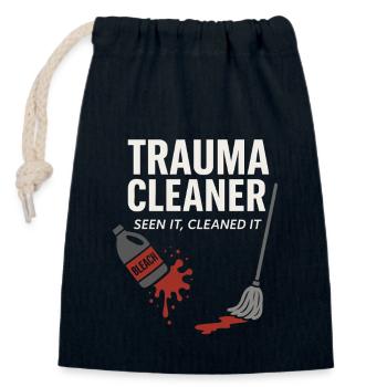 Forensic Cleaner Dark Humor Crime Scene Biohazard - Closable cotton gift bag (14x20cm) - navy - Front