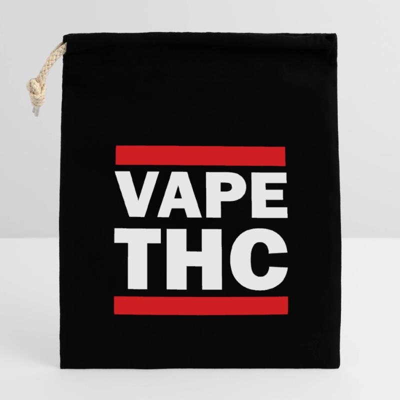 Vape THC Blanc Sac cadeau en coton avec cordon (14 x 20 cm)
