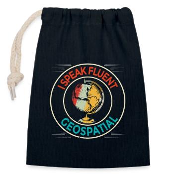 Geographic Information Systems Geospatial - Closable cotton gift bag (14x20cm) - navy - Front