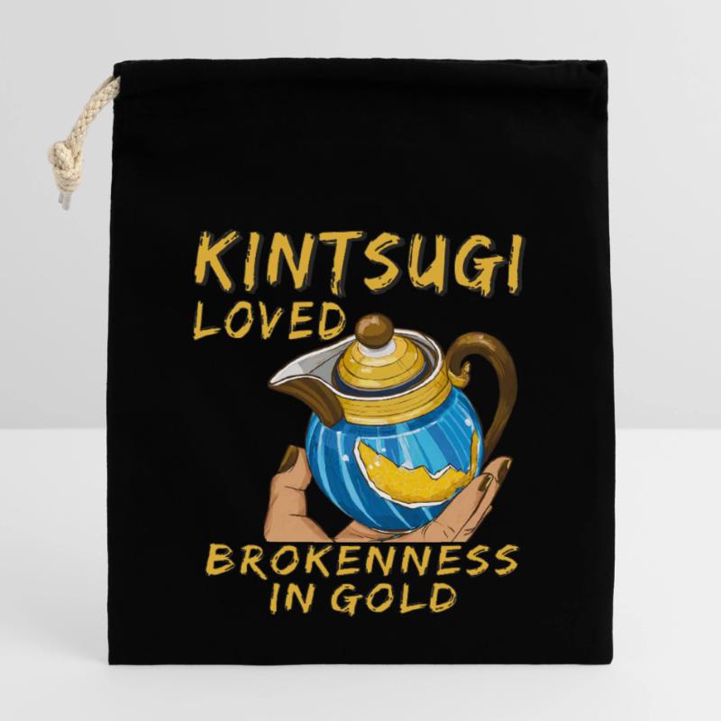 KINTSUGI AIMAIT LA BRISURE EN OR Sac cadeau en coton avec cordon (14 x 20 cm)