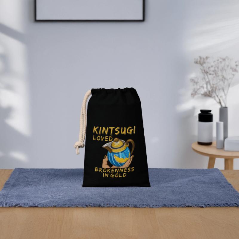 KINTSUGI AIMAIT LA BRISURE EN OR Sac cadeau en coton avec cordon (14 x 20 cm)