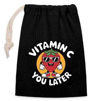 Funny Strawberry Vitamin C Fruit - Closable cotton gift bag (14x20cm) - black - Front