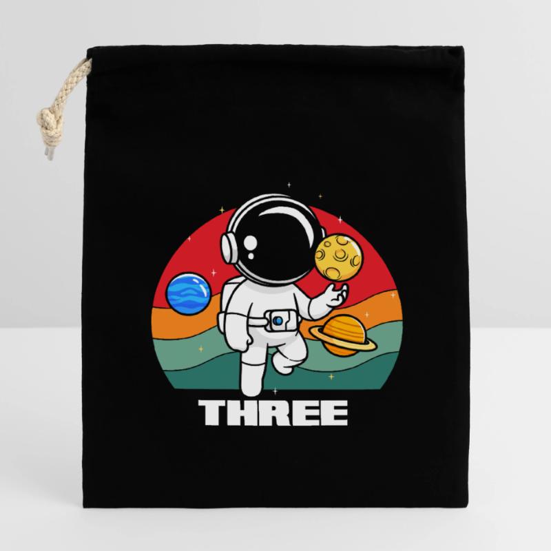L’aventure spatiale pour les jeunes explorateurs Sac cadeau en coton avec cordon (14 x 20 cm)