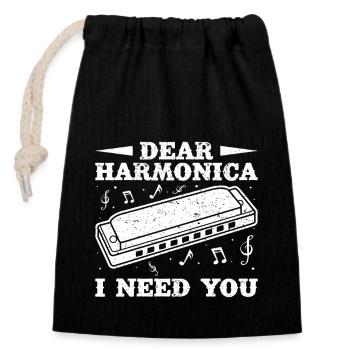 Harmonica Musican I Need You Harmonica - Closable cotton gift bag (14x20cm) - black - Front