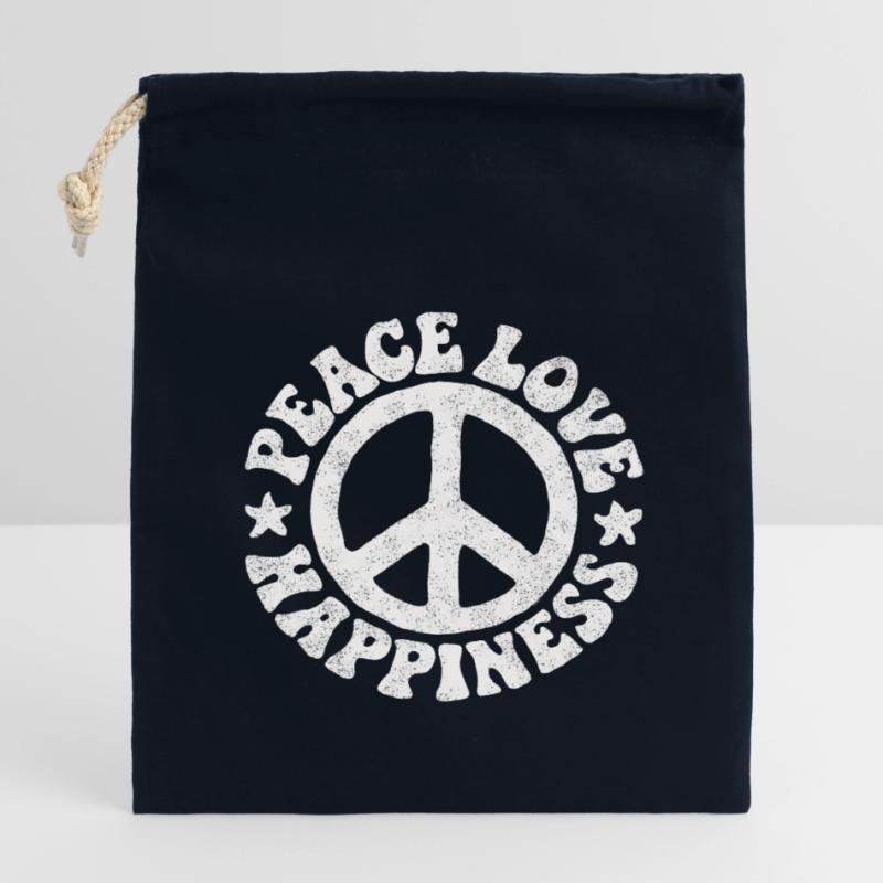 Friedenszeichen Friedenssymbol Hippie Geschenk Verschließbarer Geschenkbeutel aus Baumwolle (14x20cm)