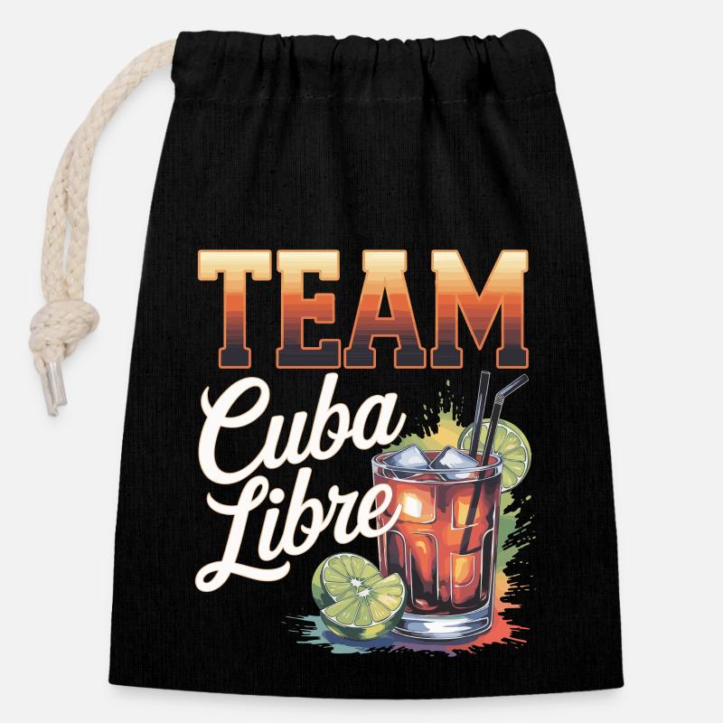 Cocktail Bartender Team Cuba Libre - Sac cadeau en coton avec cordon (14 x 20 cm) - noir