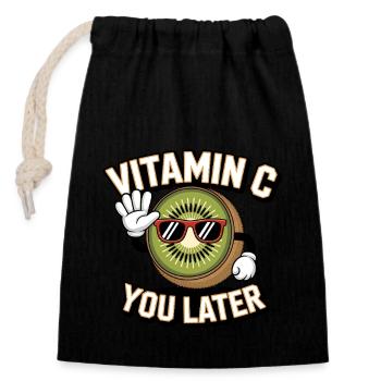 Funny Kiwifruit Vitamin C Fruit - Closable cotton gift bag (14x20cm) - black - Front