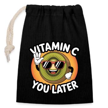 Funny Kiwi Vitamin C Fruit Kiwifruit - Closable cotton gift bag (14x20cm) - black - Front