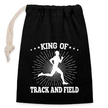 Track Athletics King Of Track & Field - Closable cotton gift bag (14x20cm) - black - Front