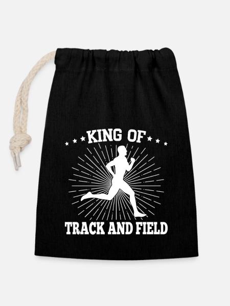 Athlétisme Roi de l’athlétisme - Sac cadeau en coton avec cordon (14 x 20 cm) - noir