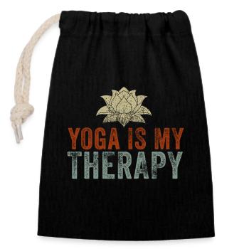 Le yoga est ma thérapie - Sac cadeau en coton avec cordon (14 x 20 cm) - noir - Devant