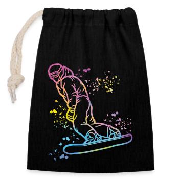 Snowboarder Snowboarding Snowboard - Verschließbarer Geschenkbeutel aus Baumwolle (14x20cm) - Schwarz - Vorne