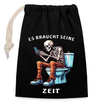 SKELETON TOILET SMARTPHONE - Closable cotton gift bag (14x20cm) - black - Front