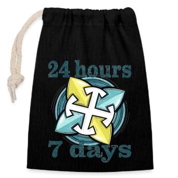 24 heures sur 24, 7 jours sur 7 - Sac cadeau en coton avec cordon (14 x 20 cm) - noir - Devant