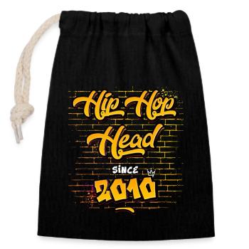 Hip-Hop Head Since 2010 - 15 Years of Pure Flow - Closable cotton gift bag (14x20cm) - black - Front