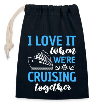 Lustiges Kreuzfahrt Spruchdesign - Verschließbarer Geschenkbeutel aus Baumwolle (14x20cm) - Navy - Vorne