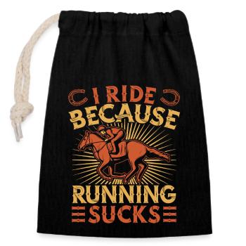 Hobby Horse Rider Because Running Sucks - Verschließbarer Geschenkbeutel aus Baumwolle (14x20cm) - Schwarz - Vorne
