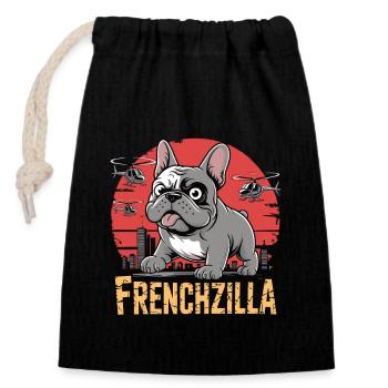 Frenchzilla – Petit, têtu, totalement exacerbé - Sac cadeau en coton avec cordon (14 x 20 cm) - noir - Devant