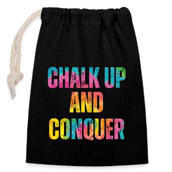 Boulderer Chalk Up Und Conquer Bouldering - Verschließbarer Geschenkbeutel aus Baumwolle (14x20cm) - Schwarz - Vorne
