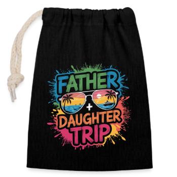 Chemise de voyage père-fille - Sac cadeau en coton avec cordon (14 x 20 cm) - noir - Devant