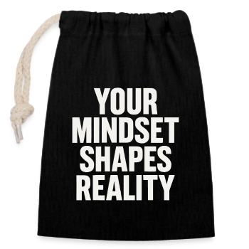 Dein Mindset Formt Die Realität - Verschließbarer Geschenkbeutel aus Baumwolle (14x20cm) - Schwarz - Vorne