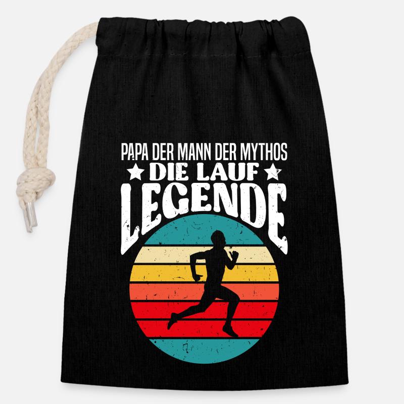 Väter PAPA DER MANN DER MYTHOS DIE LAUF LEGENDE - Verschließbarer Geschenkbeutel aus Baumwolle (14x20cm) - Schwarz