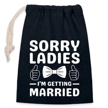 Hochzeit Spruch JGA Männer Design - Verschließbarer Geschenkbeutel aus Baumwolle (14x20cm) - Navy - Vorne