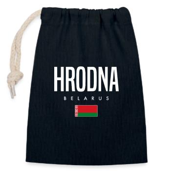 Hrodna, Belarus, Belarus - Closable cotton gift bag (14x20cm) - navy - Front