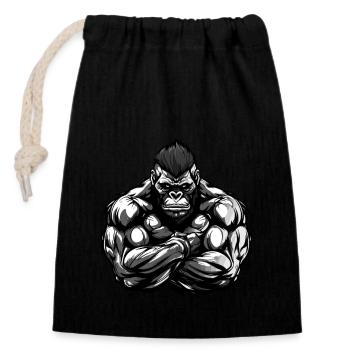 Gorilla Muscles Bodybuilding - Closable cotton gift bag (14x20cm) - black - Front